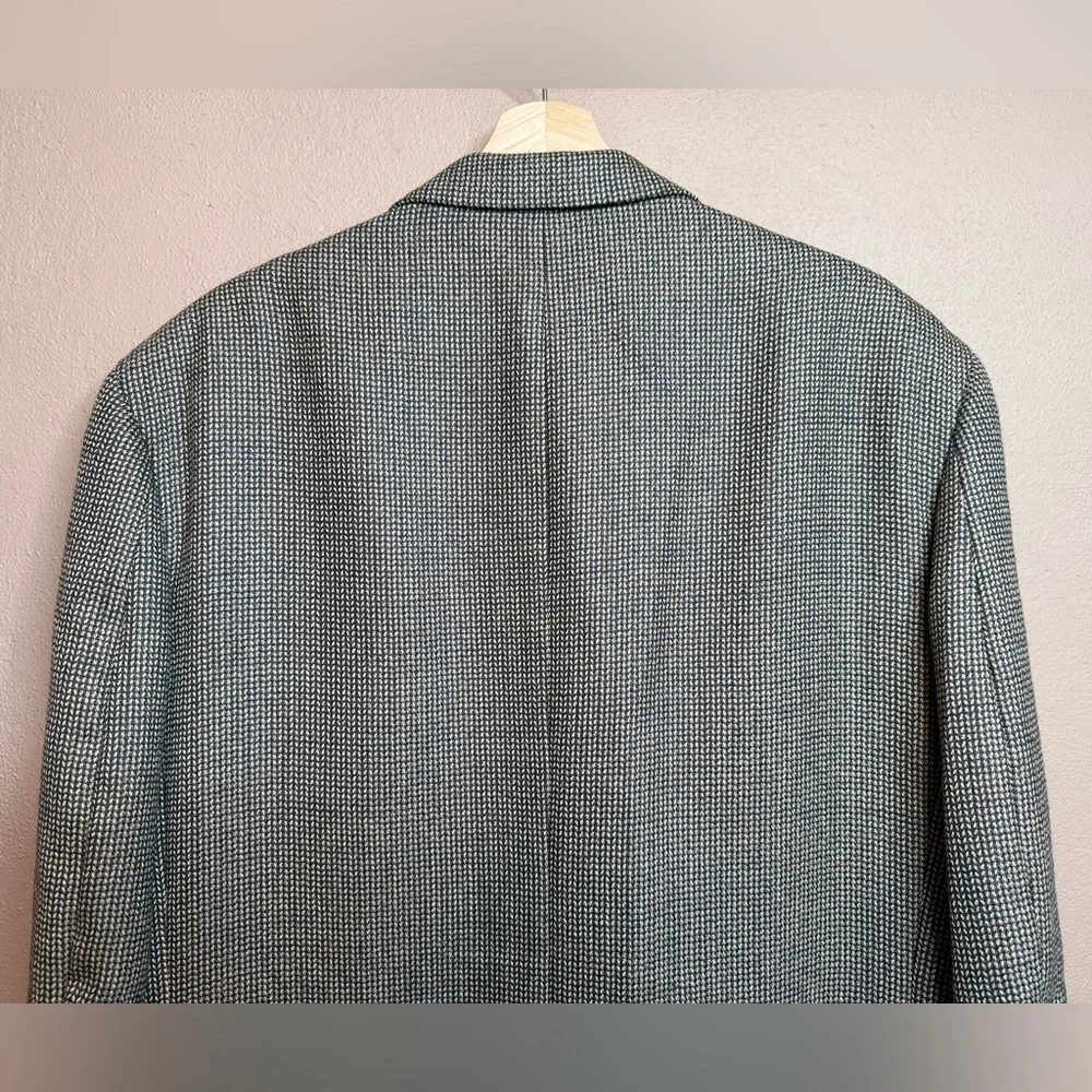 Oscar de la Renta Charcoal Herringbone 100% Wool Blazer Sport Coat 2 Button 44L